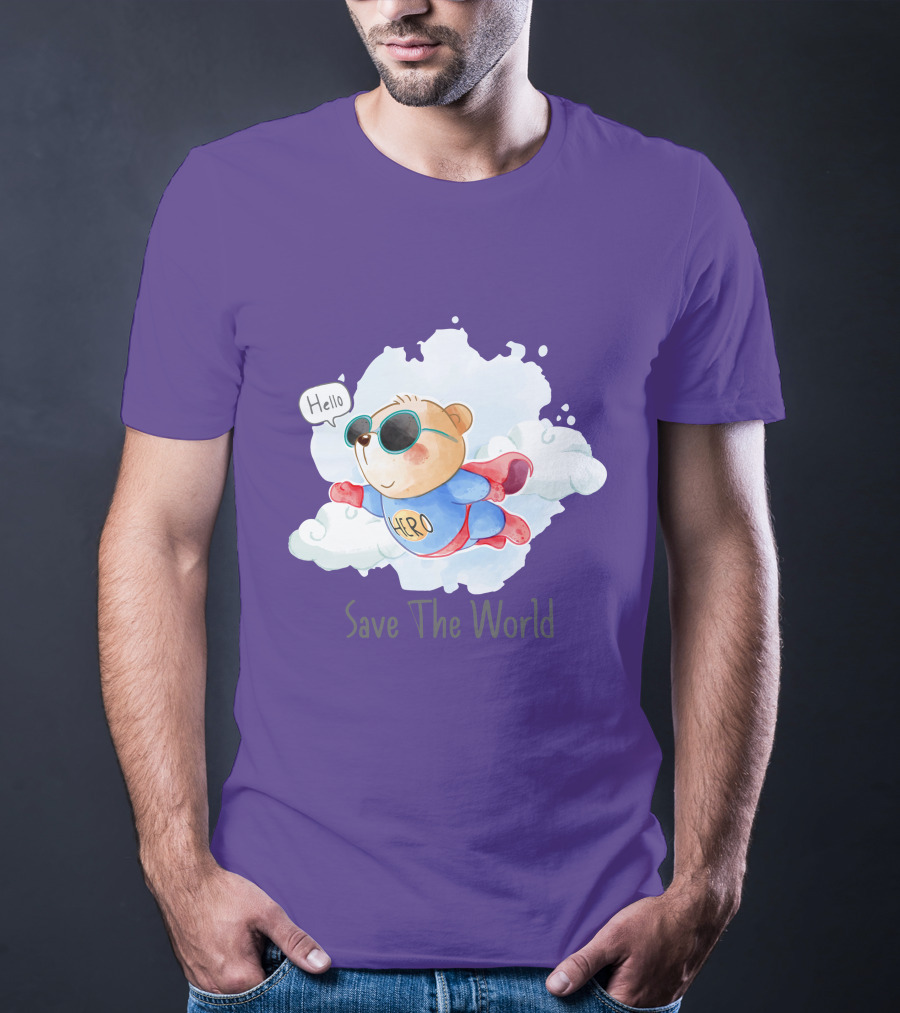Hello Hero Bear Save The World T-Shirt