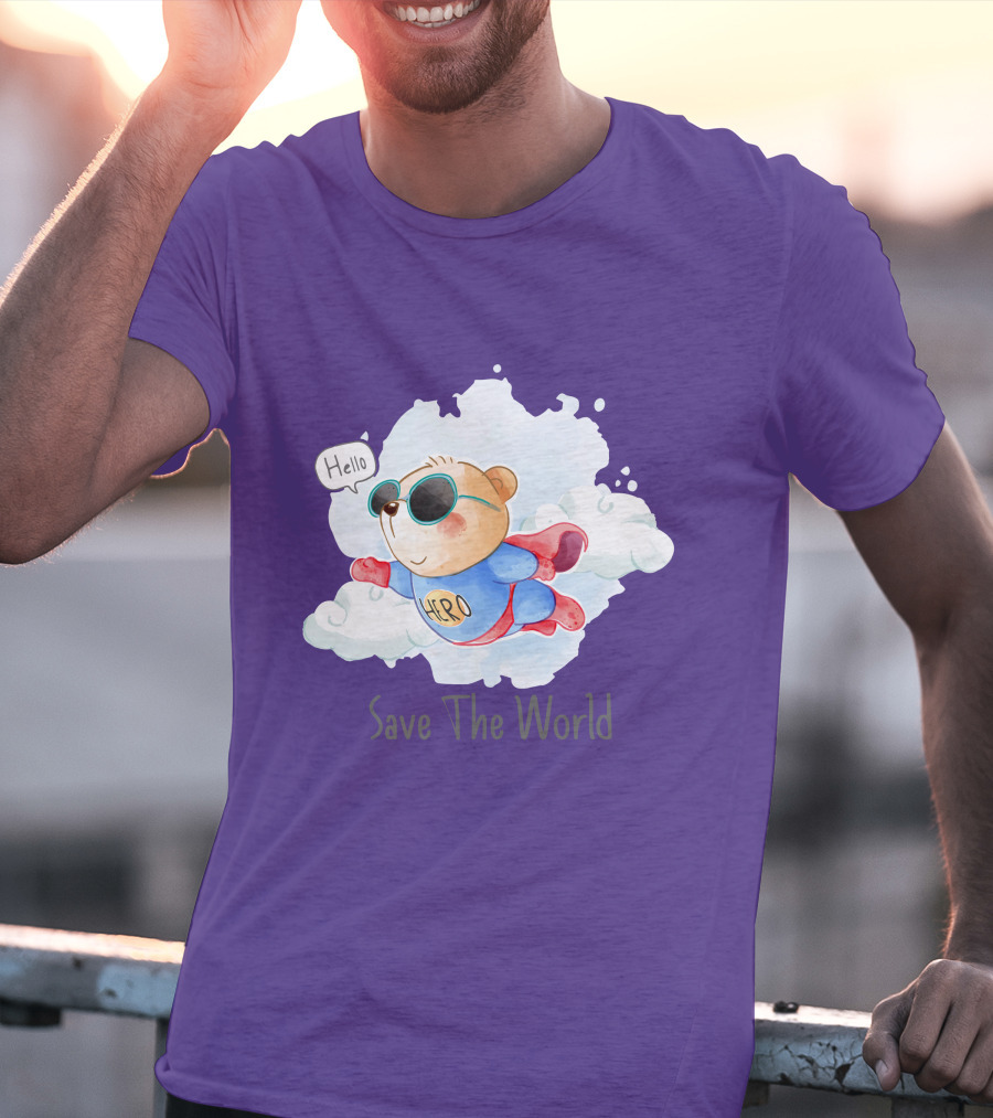 Hello Hero Bear Save The World T-Shirt