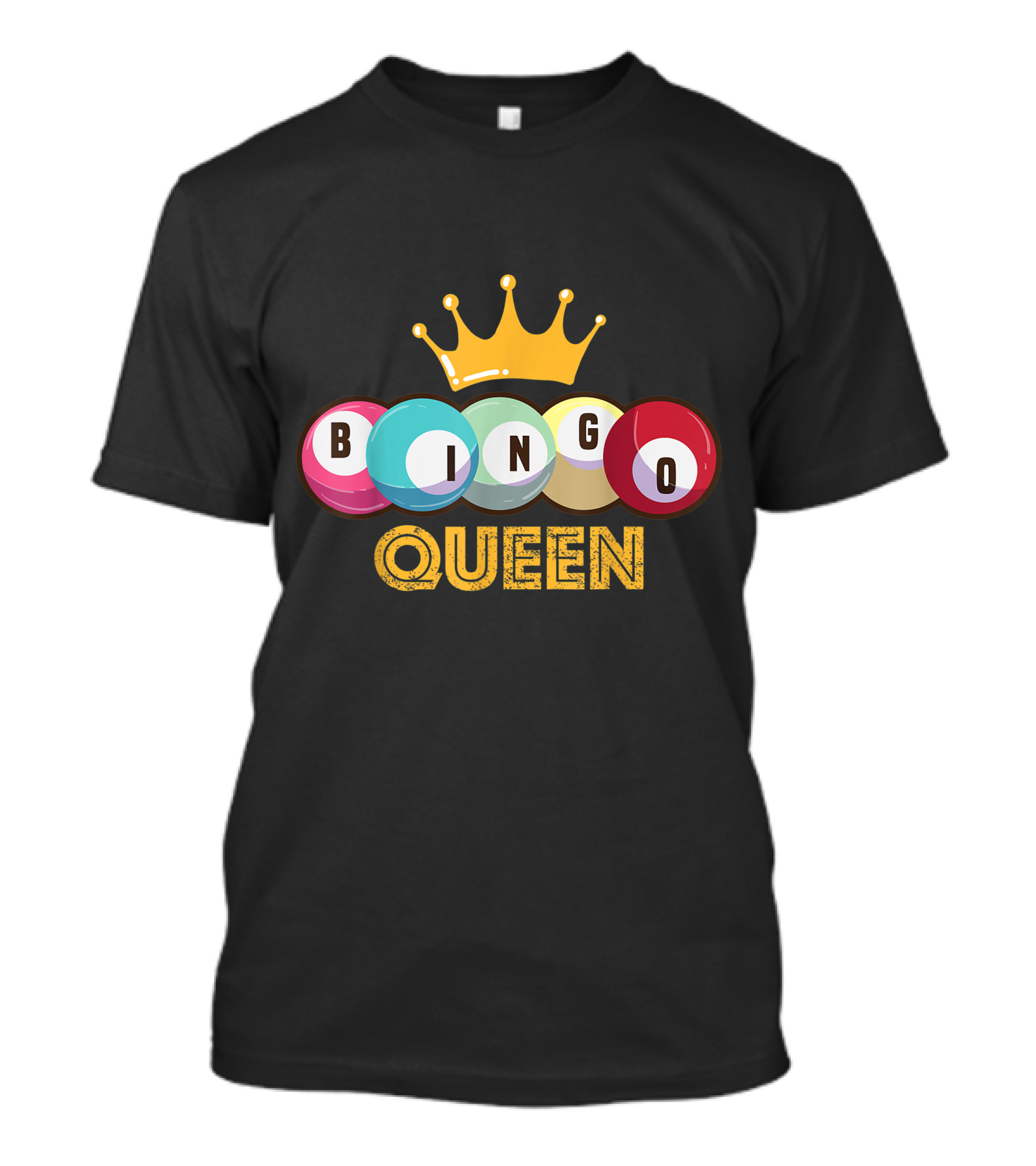 Bingo Queen Crown With Colorful Balls And Text T-Shirt