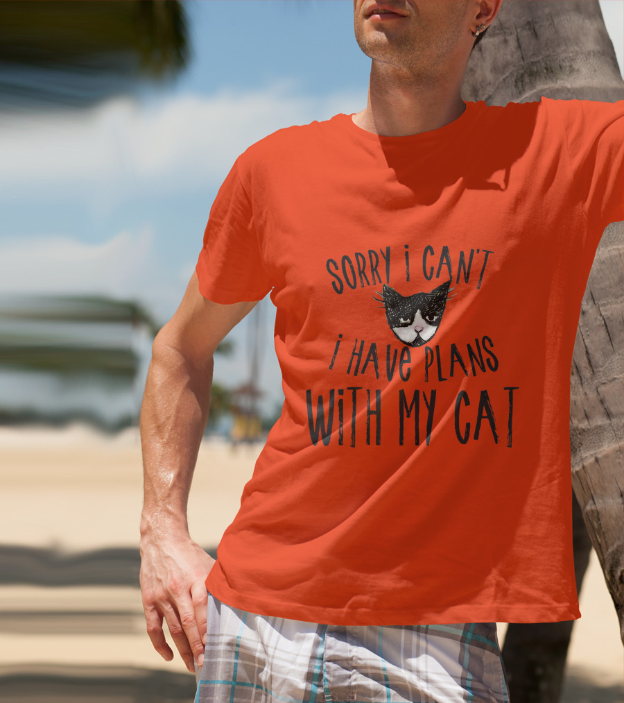 Sorry I Can't I Have Plans With My Cat Retro Colored T-Shirt