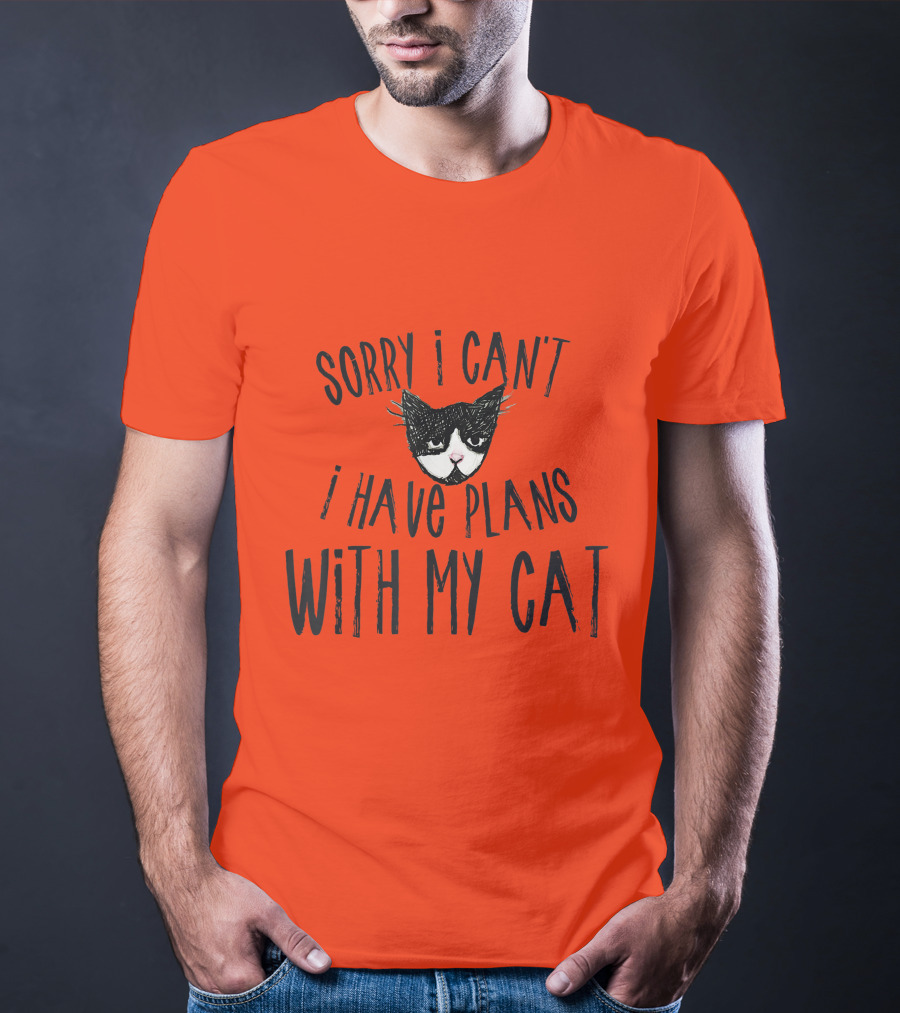 Sorry I Can't I Have Plans With My Cat Retro Colored T-Shirt