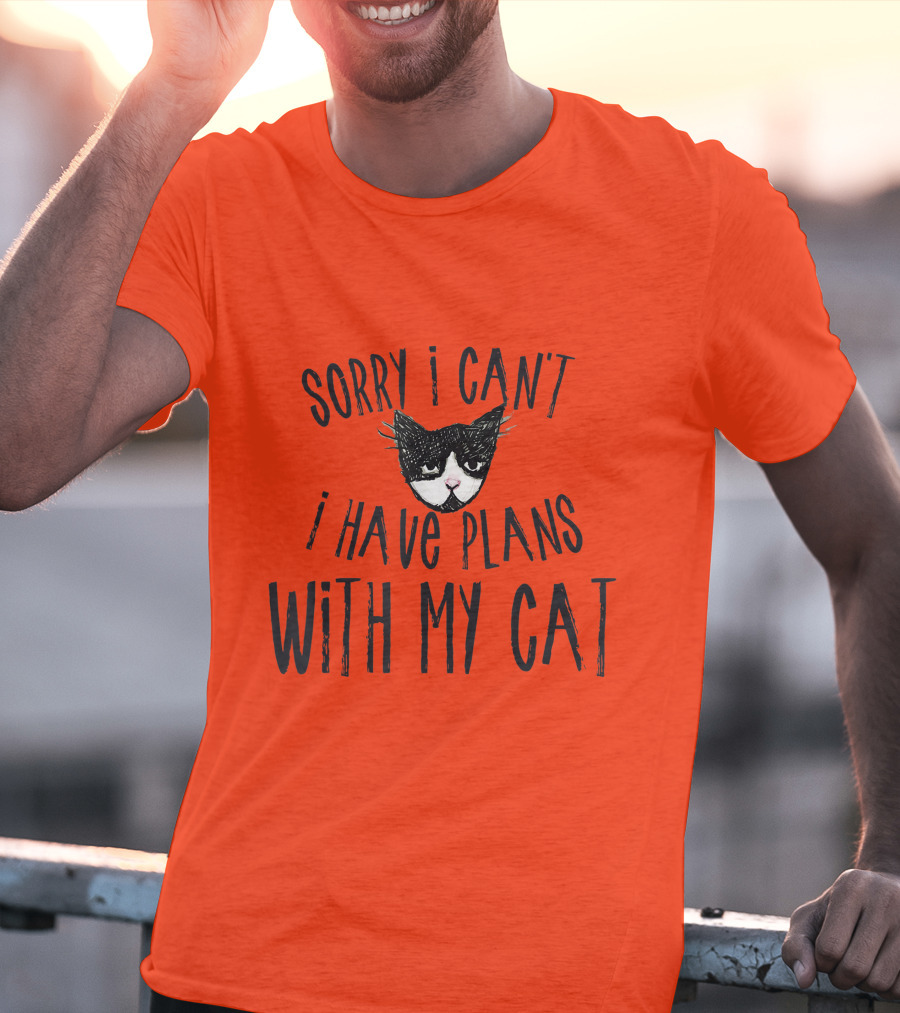 Sorry I Can't I Have Plans With My Cat Retro Colored T-Shirt