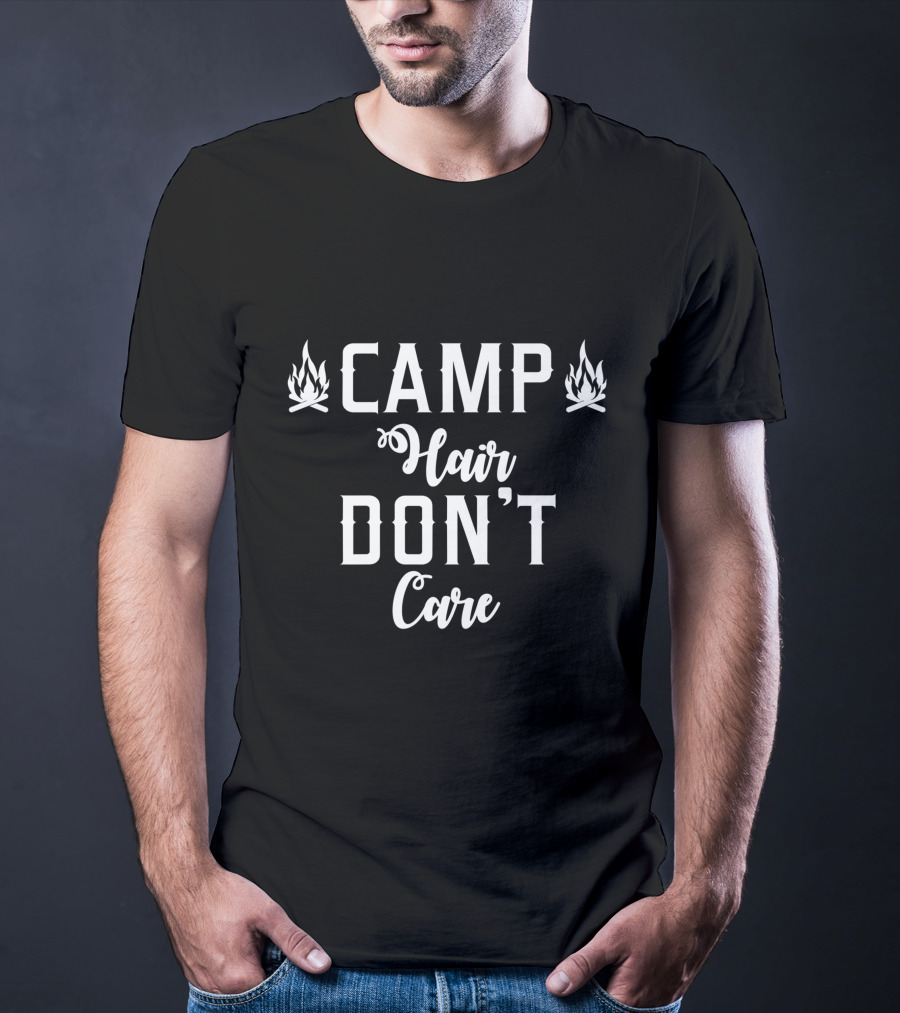 Camp Hair Don't Care Retro Colored Camping Nature Hike T-Shirt