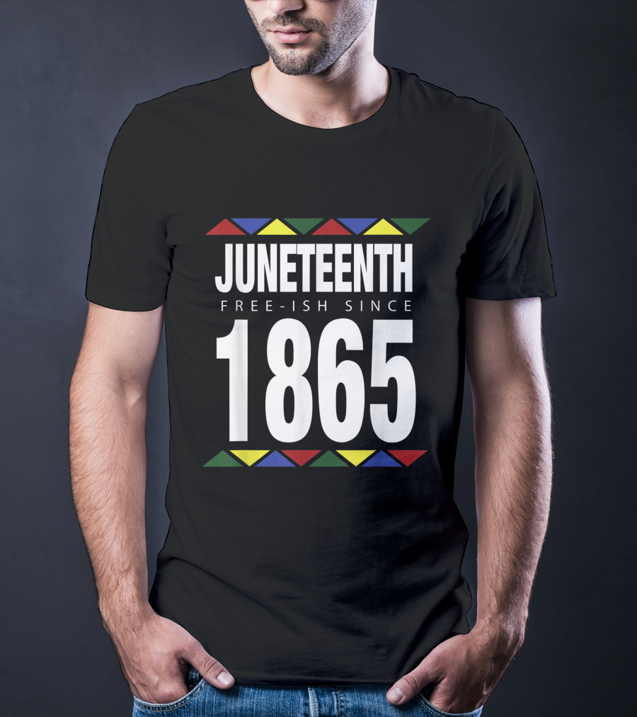Juneteenth Free-Ish Since 1865 Independence With African-Inspired Triangles T-Shirt