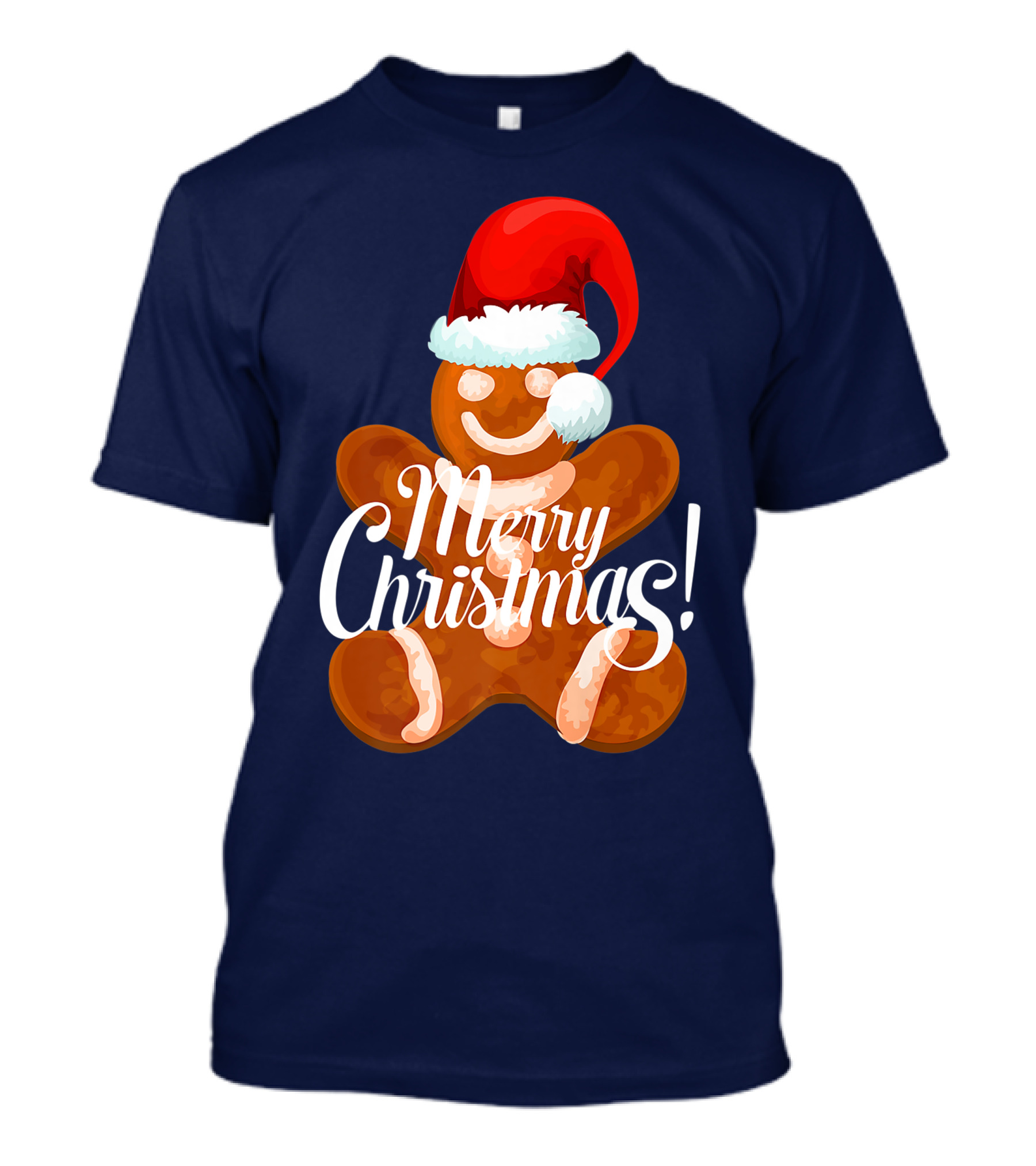 Merry Christmas Gingerbread With Santa Hat T-Shirt