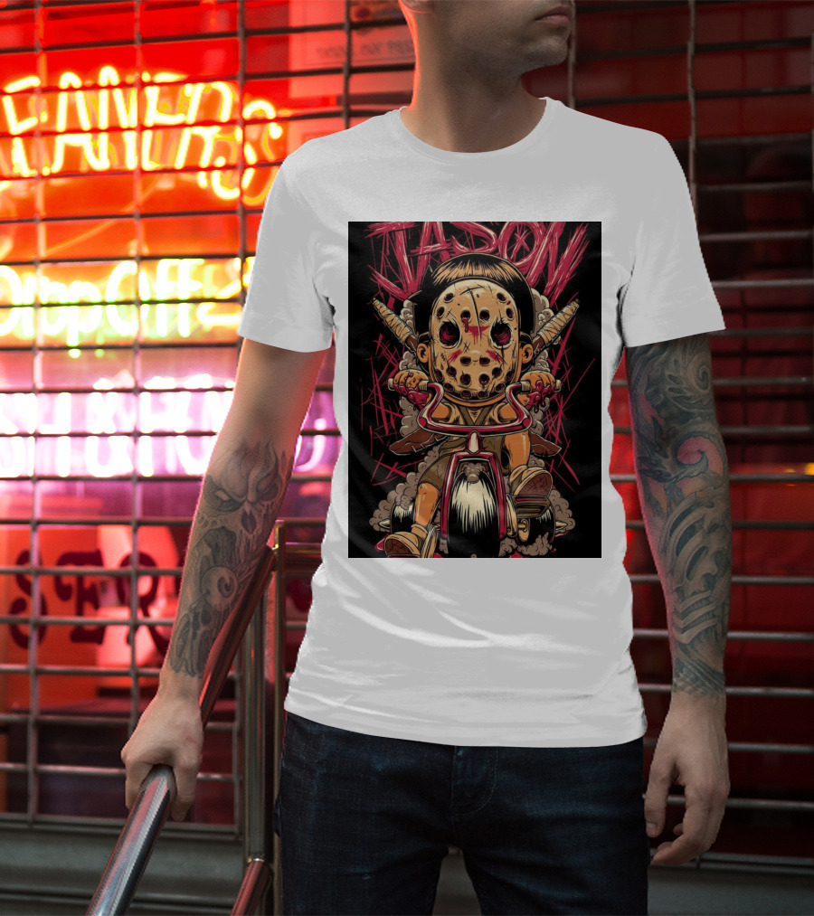Jason Masked Tricycle Rider With Knives T-Shirt