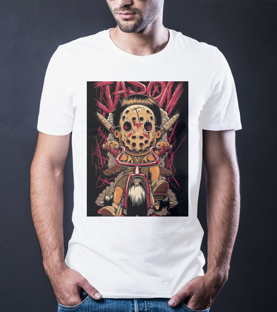 Jason Masked Tricycle Rider With Knives T-Shirt