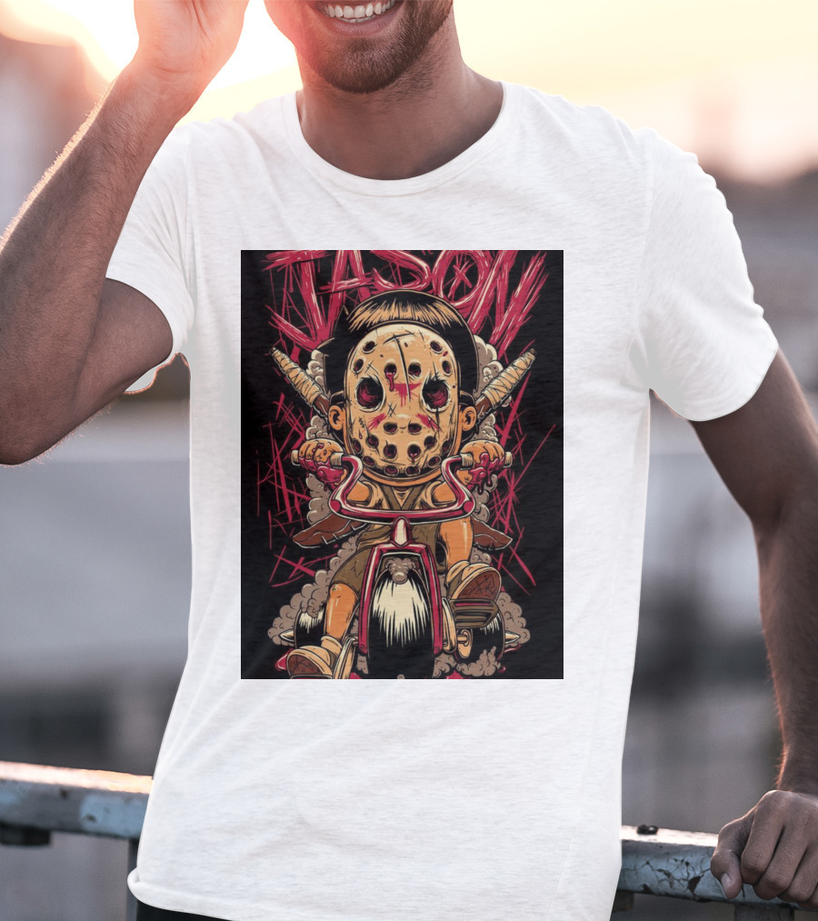 Jason Masked Tricycle Rider With Knives T-Shirt