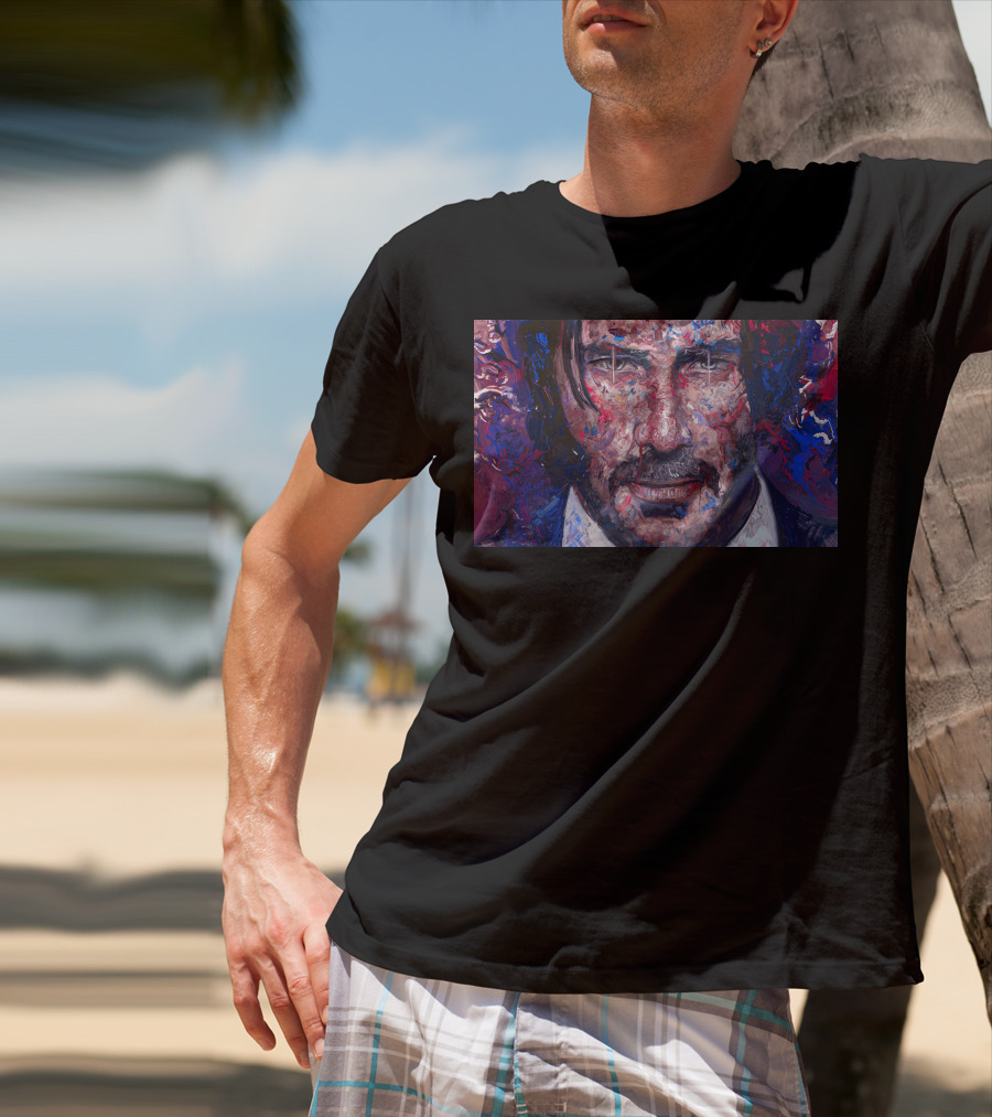 John Wick Keanu Reeves Colorful Paint Abstract T-Shirt