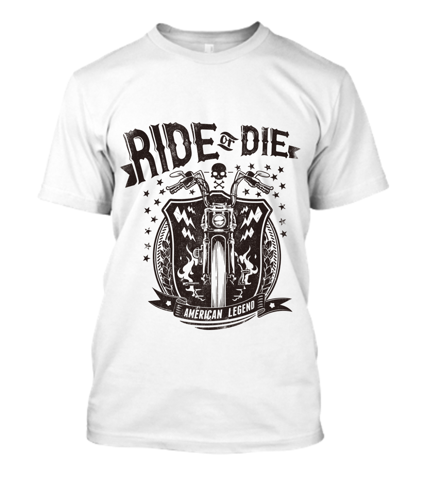 Ride Or Die American Legend Motorcycle Printing Label Fashion T-Shirt