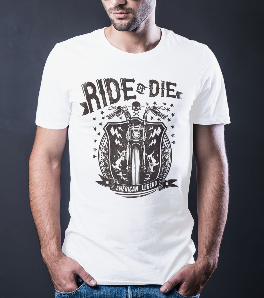 Ride Or Die American Legend Motorcycle Printing Label Fashion T-Shirt
