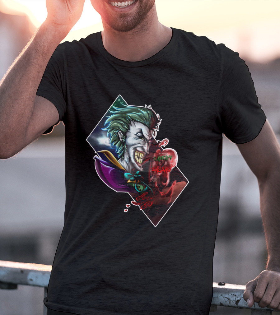 Joker Smile Green Hair Insane Laughter Grinning Villain Iconic Evil Persona T-Shirt