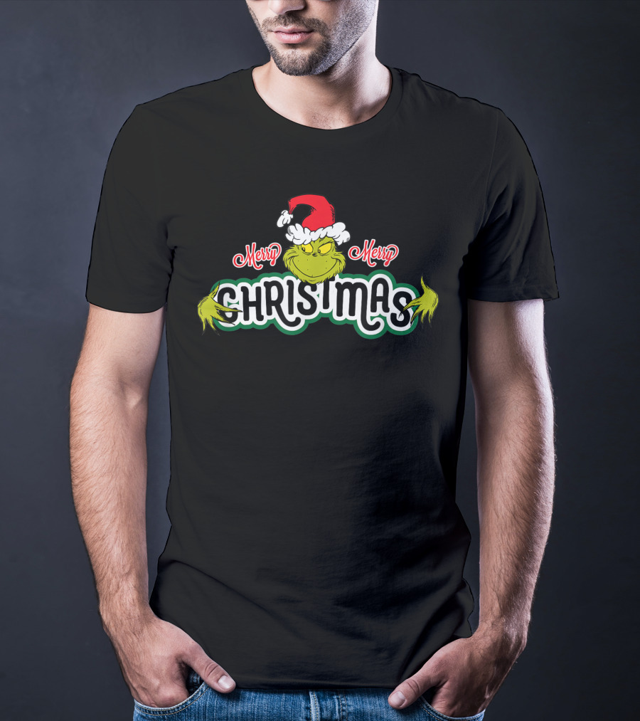 Merry Grinch Christmas Santa Hat T-Shirt