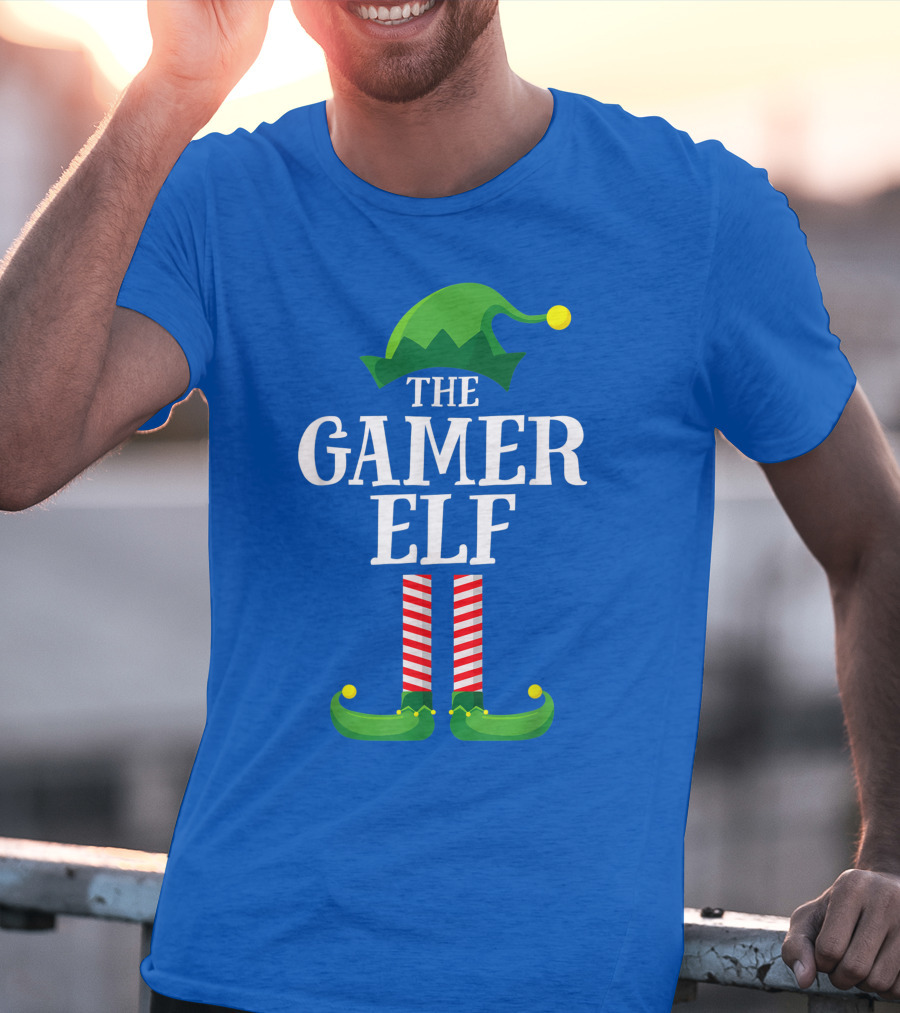 The Gamer Elf Matching Family Group Christmas Party Holiday T-Shirt