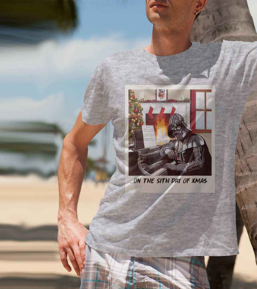 Darth Vader On The Sith Day Of Xmas By Fireplace T-Shirt