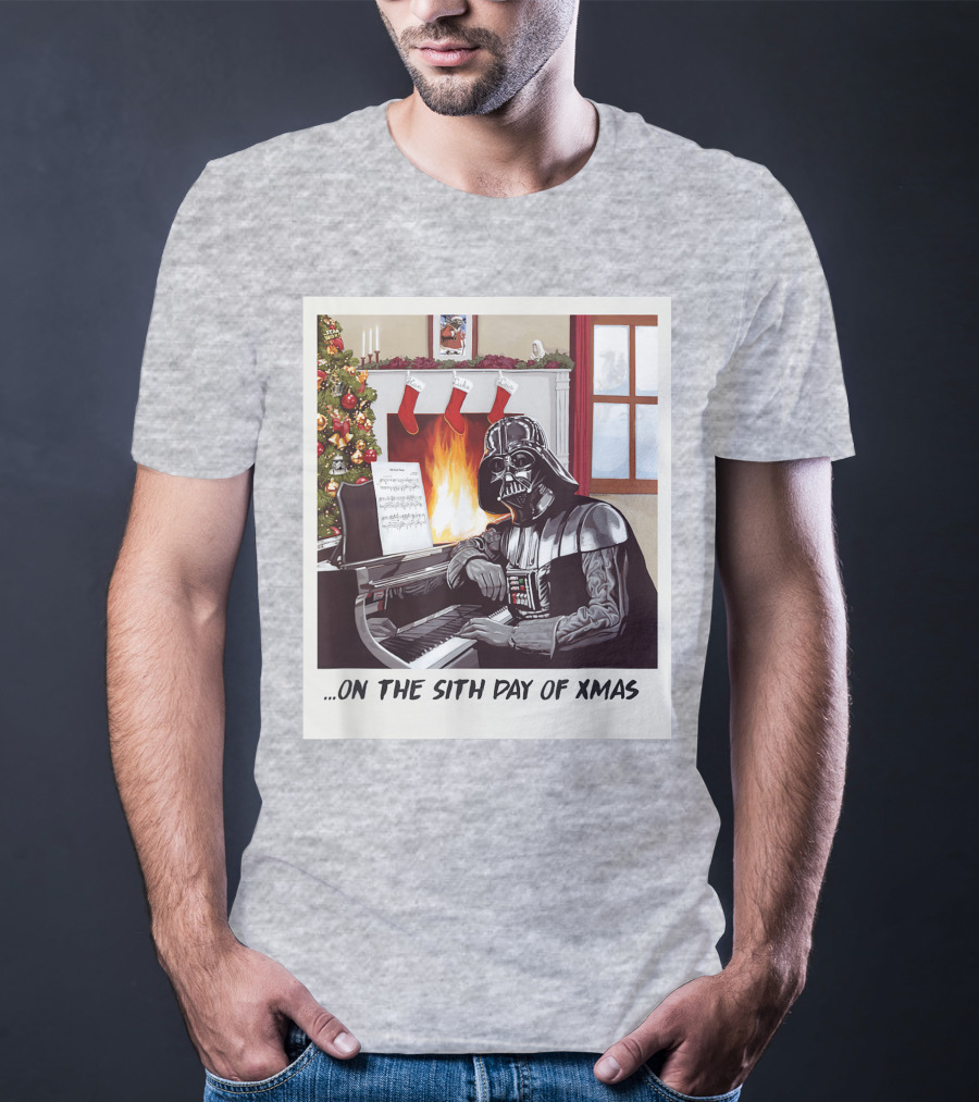 Darth Vader On The Sith Day Of Xmas By Fireplace T-Shirt