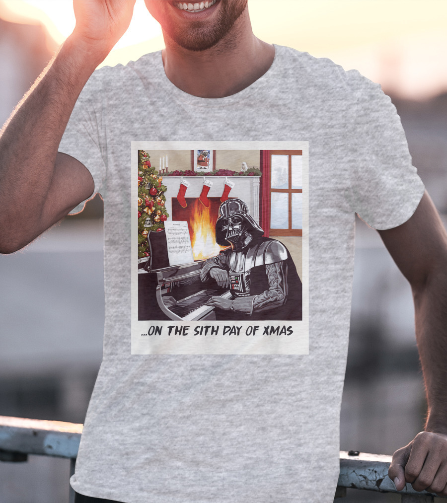 Darth Vader On The Sith Day Of Xmas By Fireplace T-Shirt