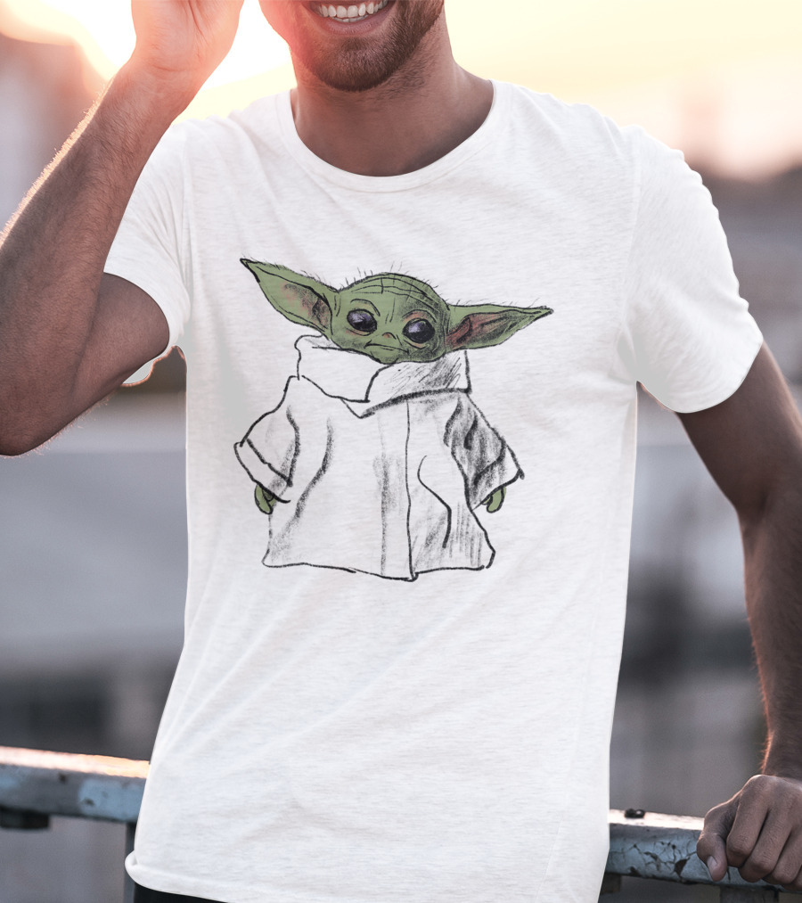 Star Wars The Mandalorian The Child Sketch Drawing T-Shirt
