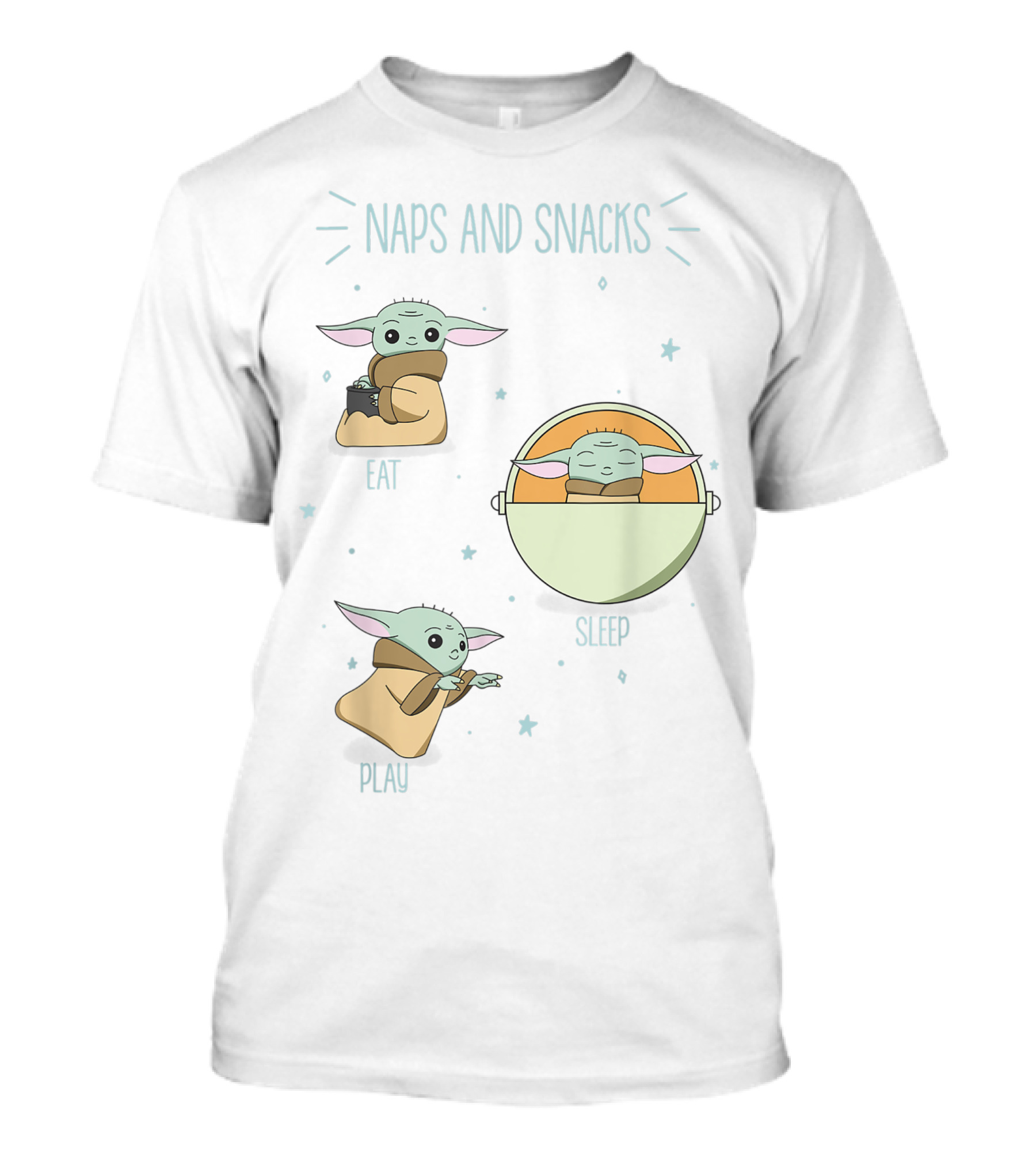 The Mandalorian The Child Eat Sleep Play Naps And Snacks Doodles T-Shirt