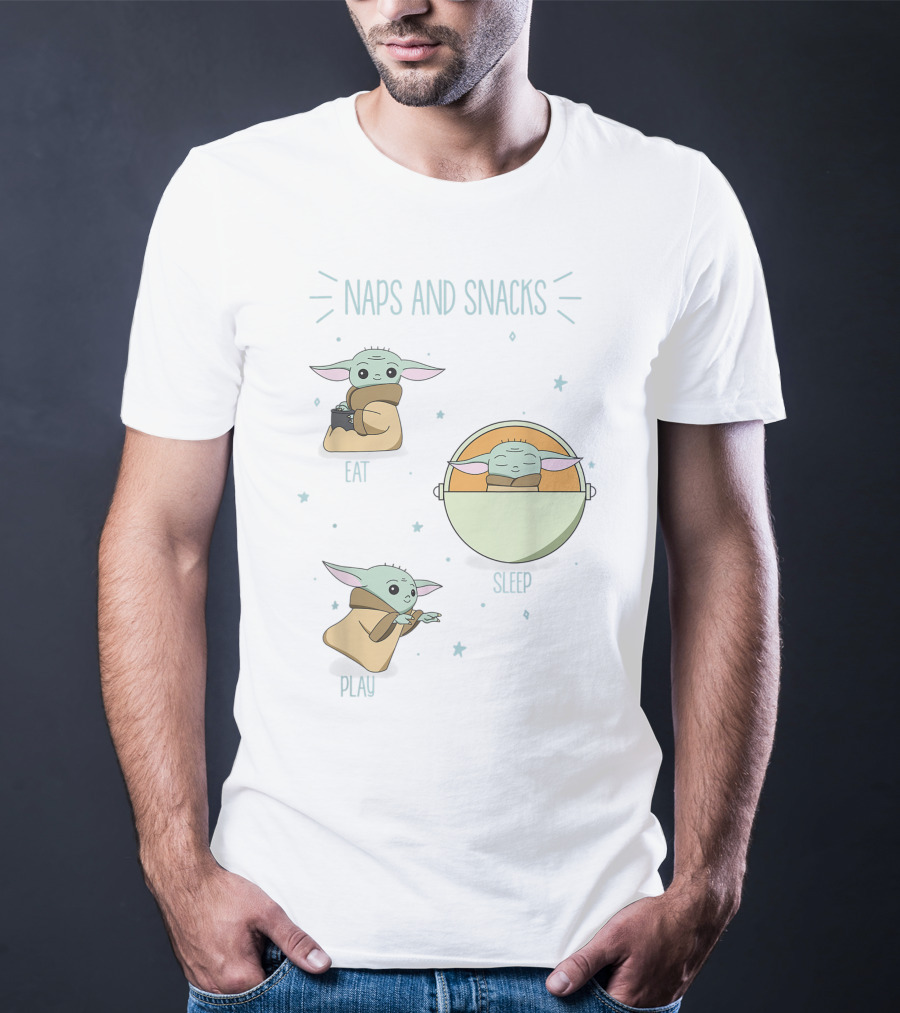 The Mandalorian The Child Eat Sleep Play Naps And Snacks Doodles T-Shirt