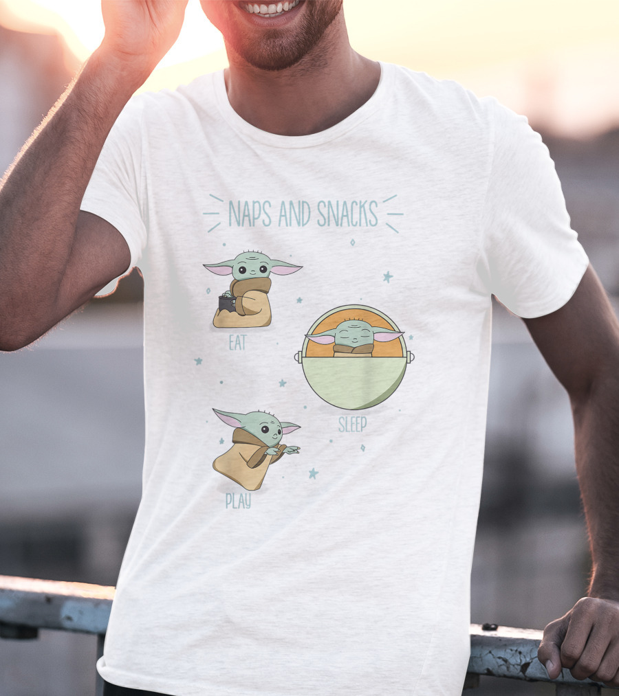 The Mandalorian The Child Eat Sleep Play Naps And Snacks Doodles T-Shirt