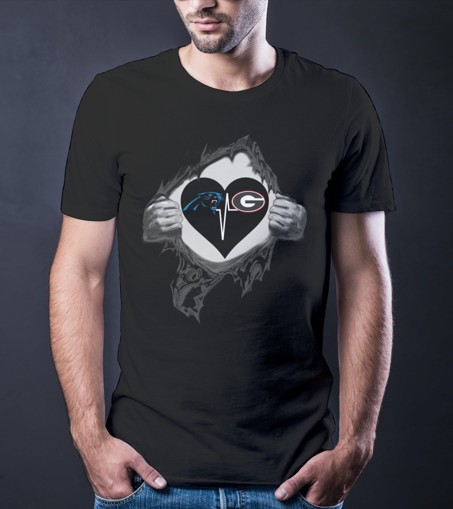 Carolina Panthers Georgia Bulldogs Heartbeat T-Shirt