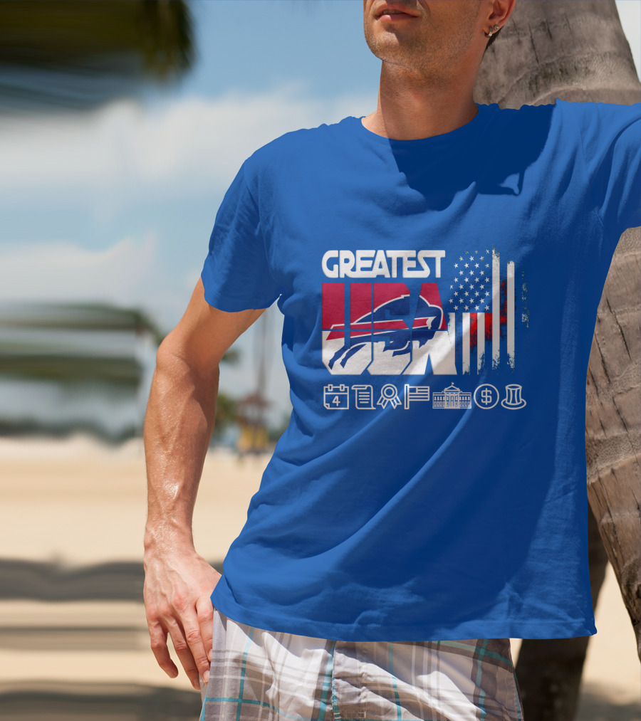 Greatest Usa Bills American Flag Football Icons T-Shirt