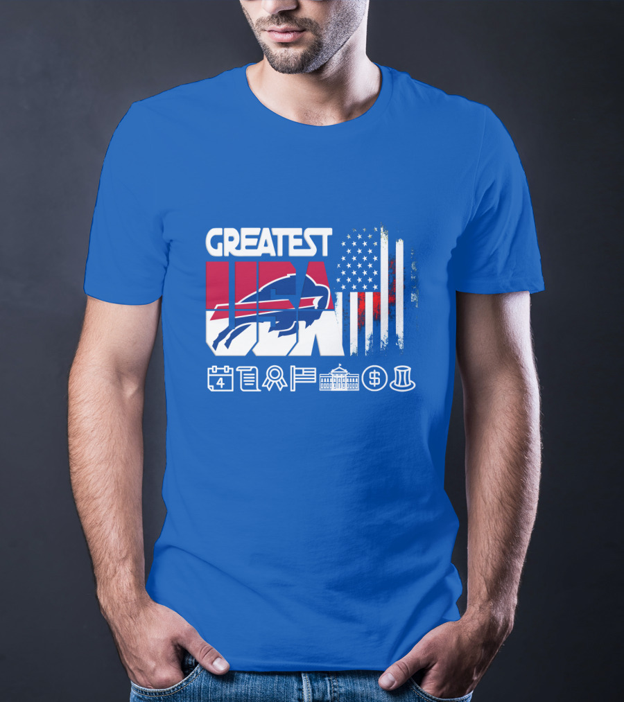 Greatest Usa Bills American Flag Football Icons T-Shirt