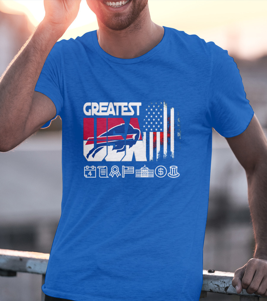 Greatest Usa Bills American Flag Football Icons T-Shirt