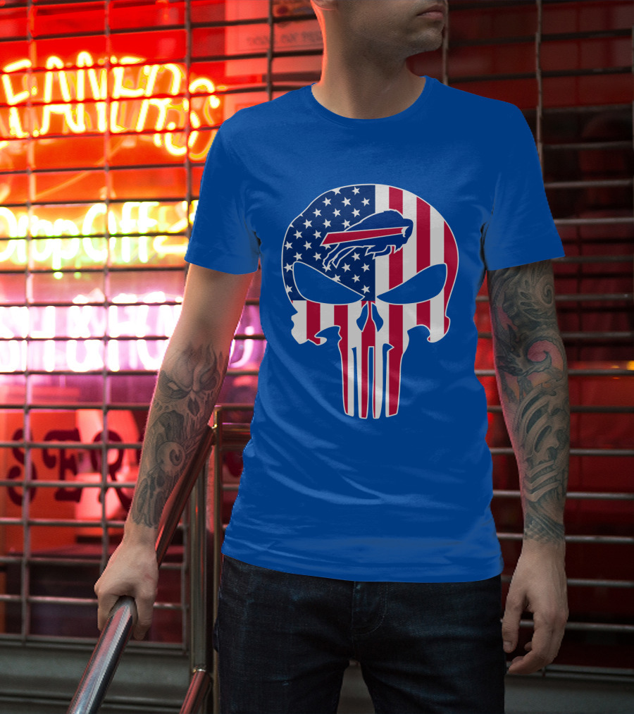 Buffalo Bills American Flag Skull T-Shirt