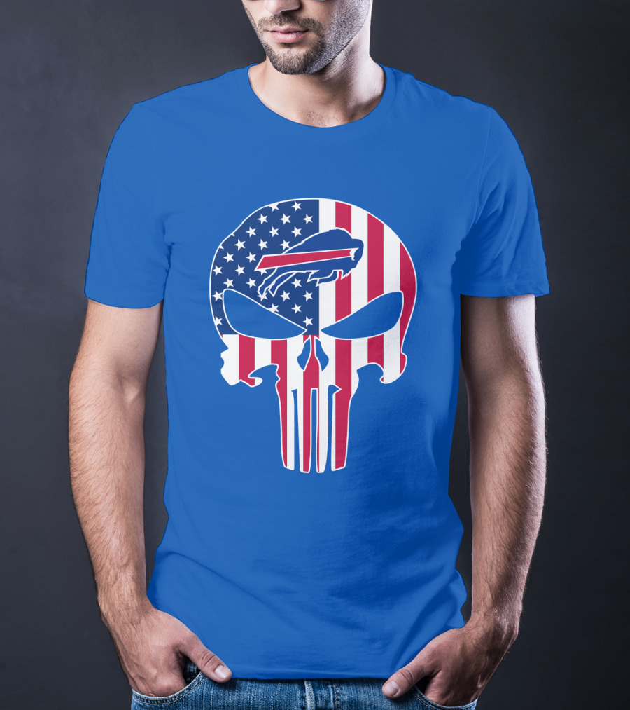 Buffalo Bills American Flag Skull T-Shirt