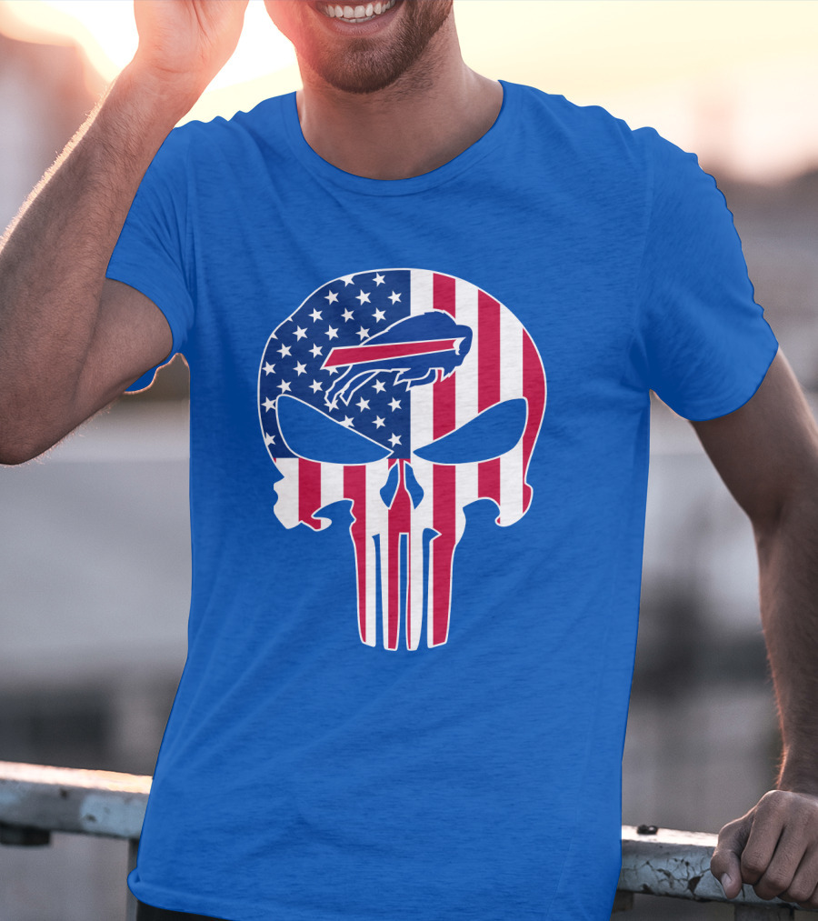 Buffalo Bills American Flag Skull T-Shirt