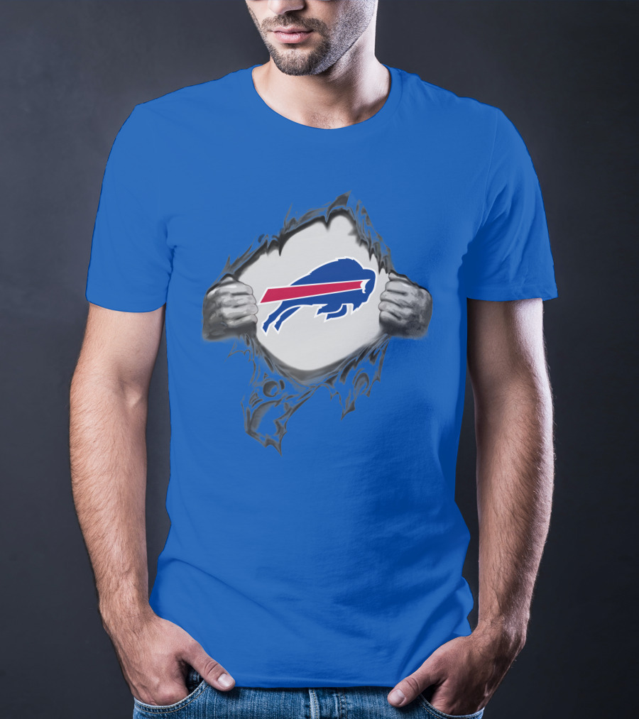 Buffalo Bills Superhero Buffalo Logo Peeking Through T-Shirt