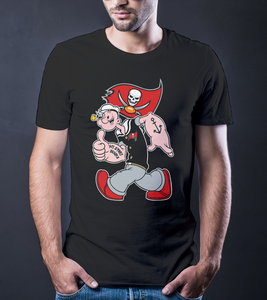 Buccaneers Pirate Popeye My Spicy Delight Skull Flag Football Anchor T-Shirt