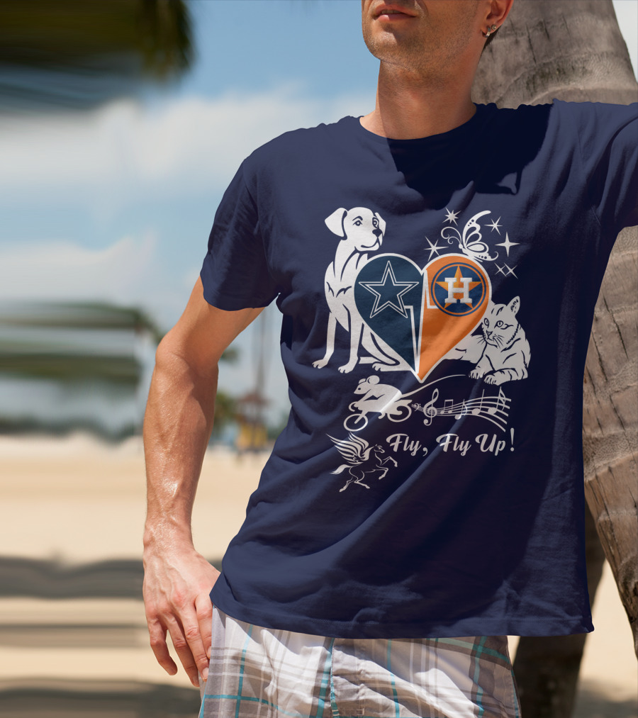 Cowboys Astros Heart Fly Fly Up Music Stars Butterfly Pegasus Dog Cat Mouse T-Shirt