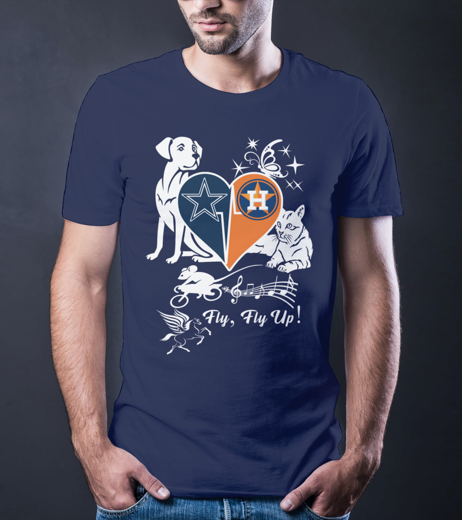 Cowboys Astros Heart Fly Fly Up Music Stars Butterfly Pegasus Dog Cat Mouse T-Shirt