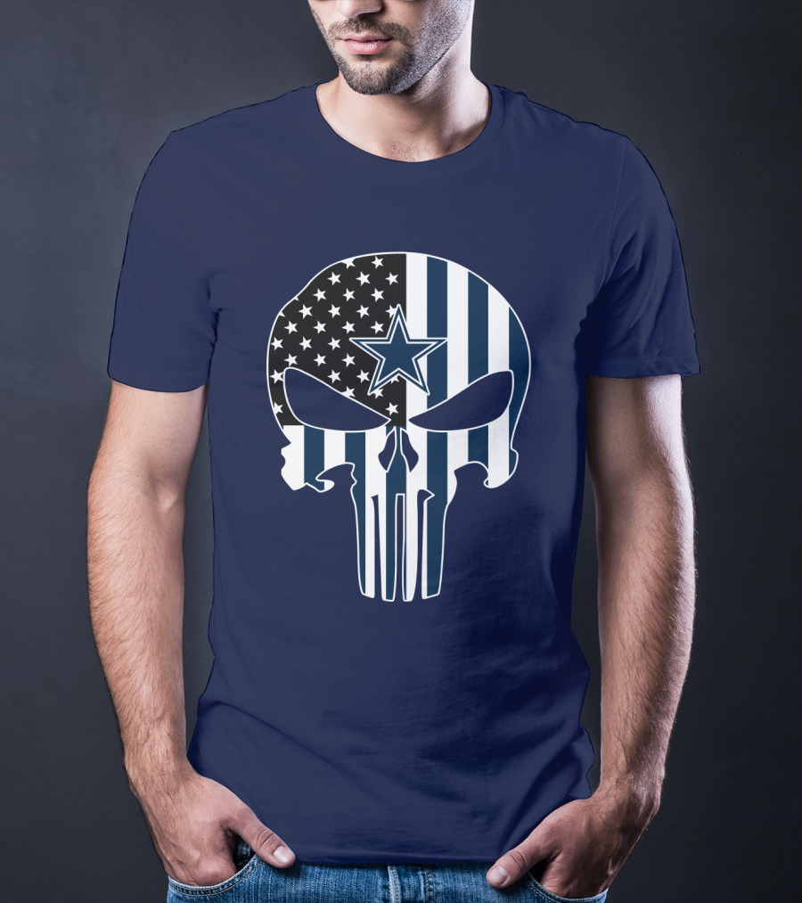 Cowboys Skull With Star And American Flag T-Shirt
