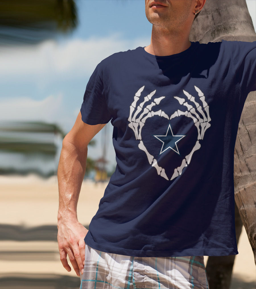 Cowboys Skeleton Hands Heart Star T-Shirt