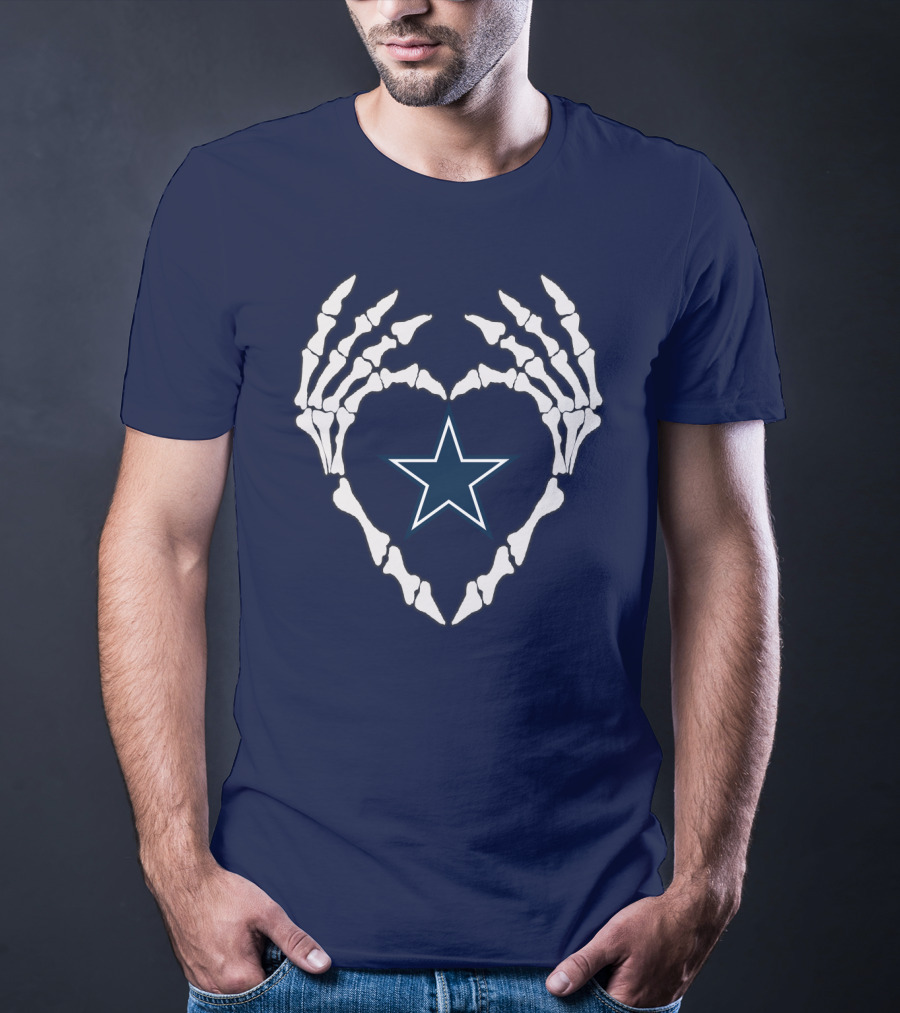 Cowboys Skeleton Hands Heart Star T-Shirt