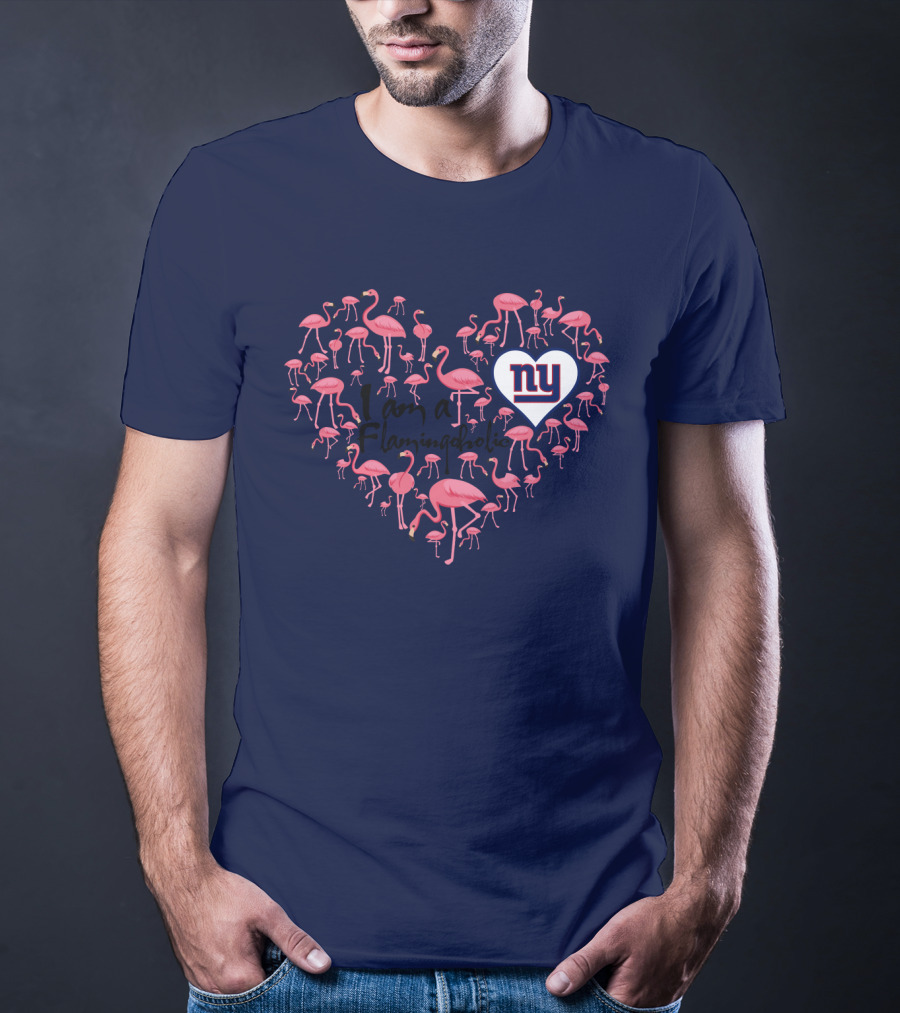 I Am A Flamingoholic Ny Giants Heart Flamingo Collection T-Shirt