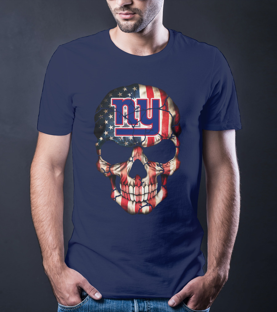 Ny Giants American Flag Skull T-Shirt
