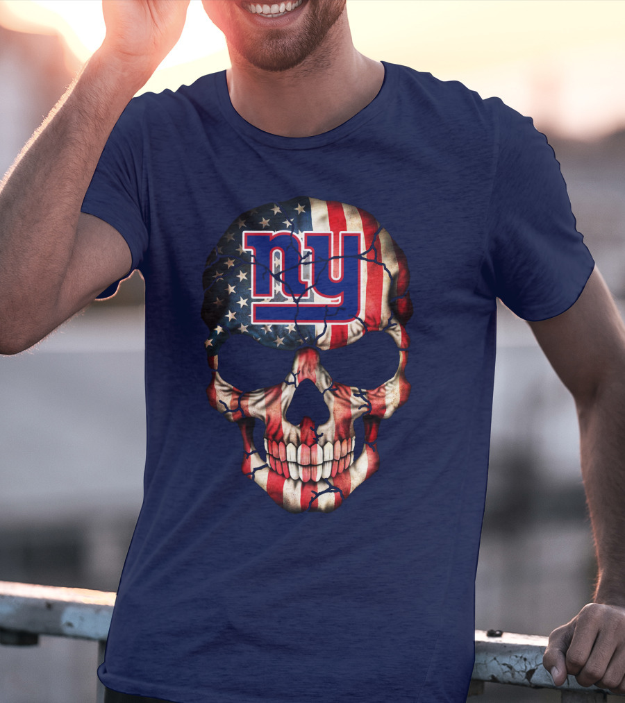 Ny Giants American Flag Skull T-Shirt