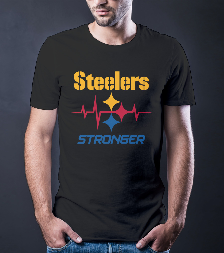 Steelers Stronger With Heartbeat And Iconic Star T-Shirt