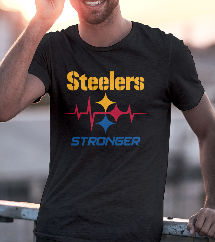 Steelers Stronger With Heartbeat And Iconic Star T-Shirt