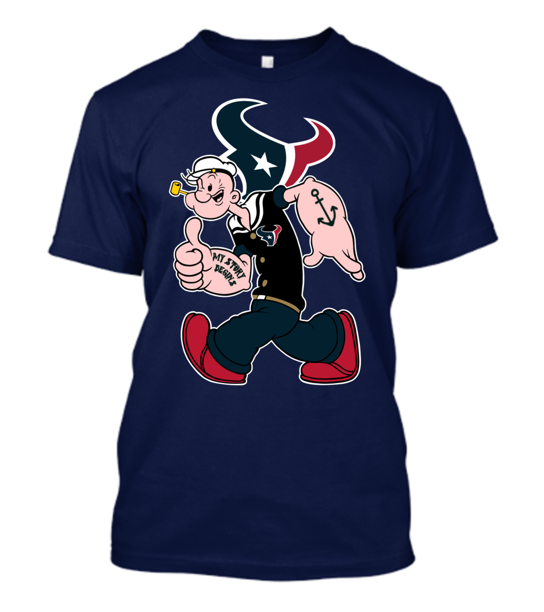 Texans Popeye My Story Begins Anchor T-Shirt