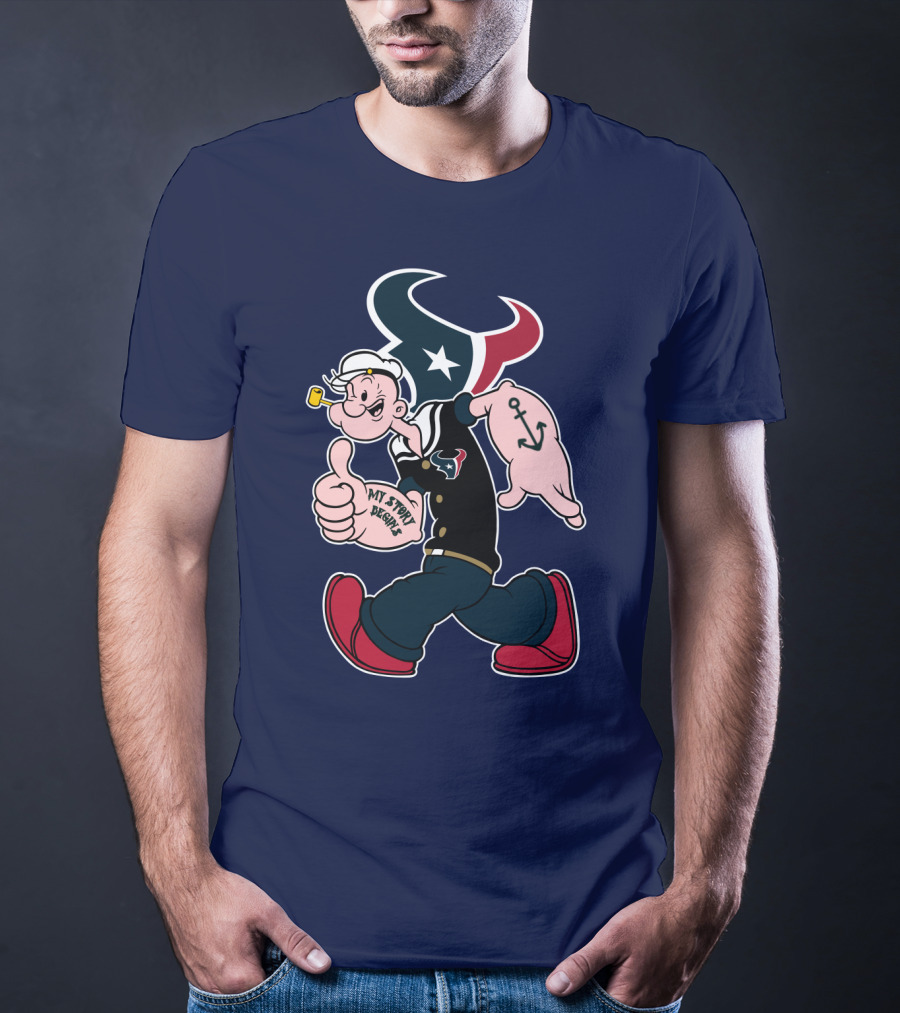 Texans Popeye My Story Begins Anchor T-Shirt