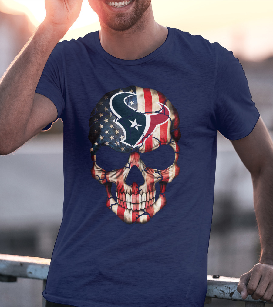 Texans Skull American Flag T-Shirt