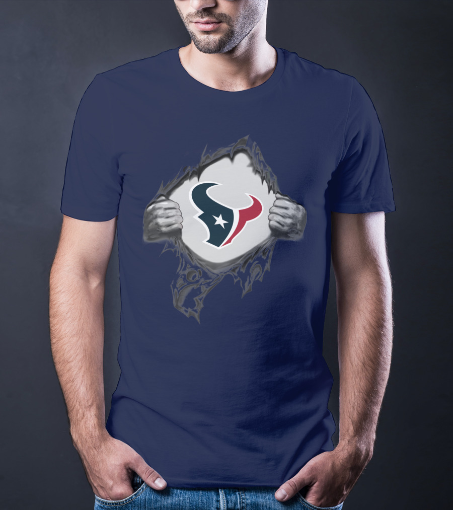 Texans Strong Bull Logo Rip Patriots T-Shirt
