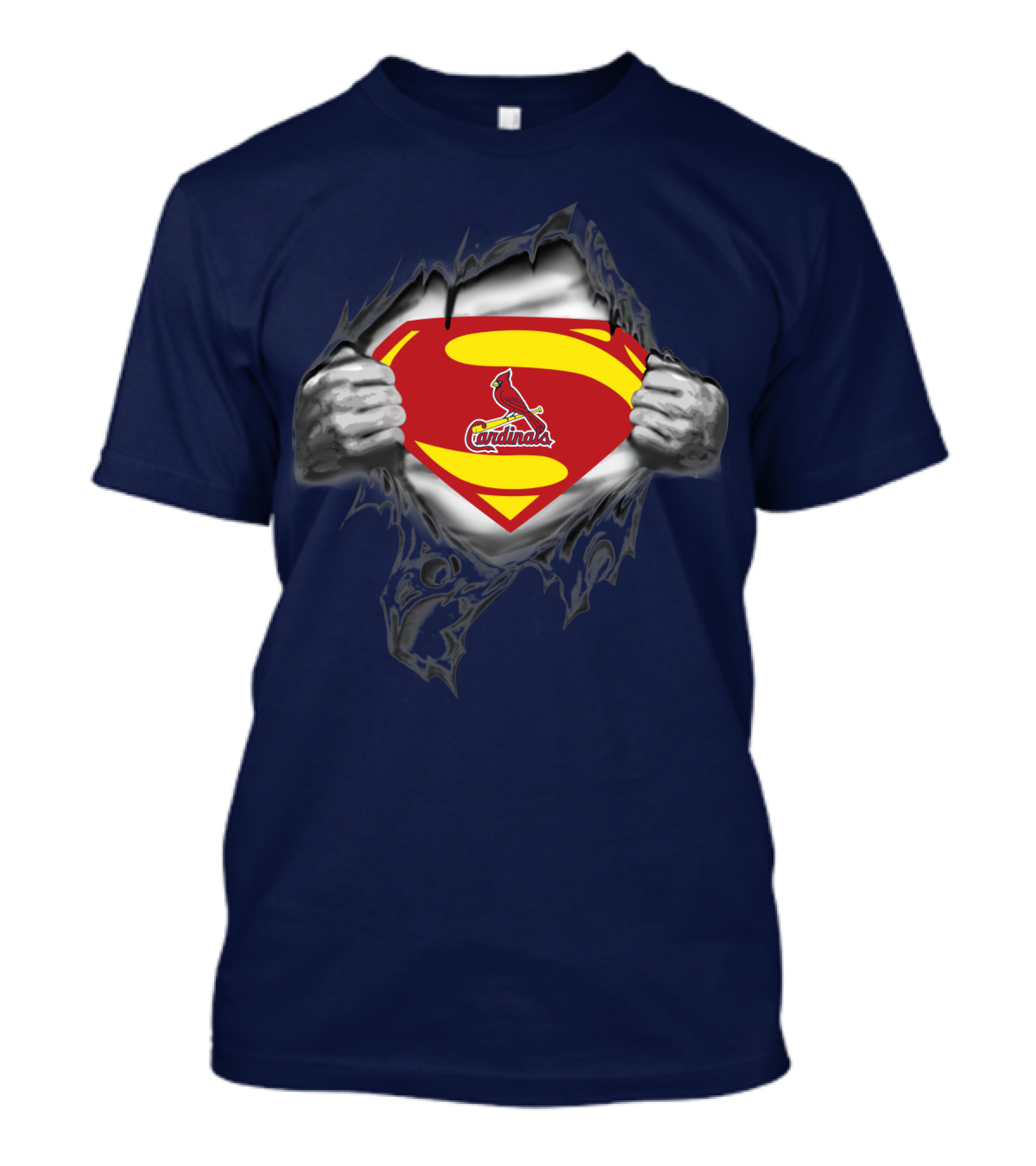 Superman St. Louis Cardinals Fan Emblem Tear T-Shirt
