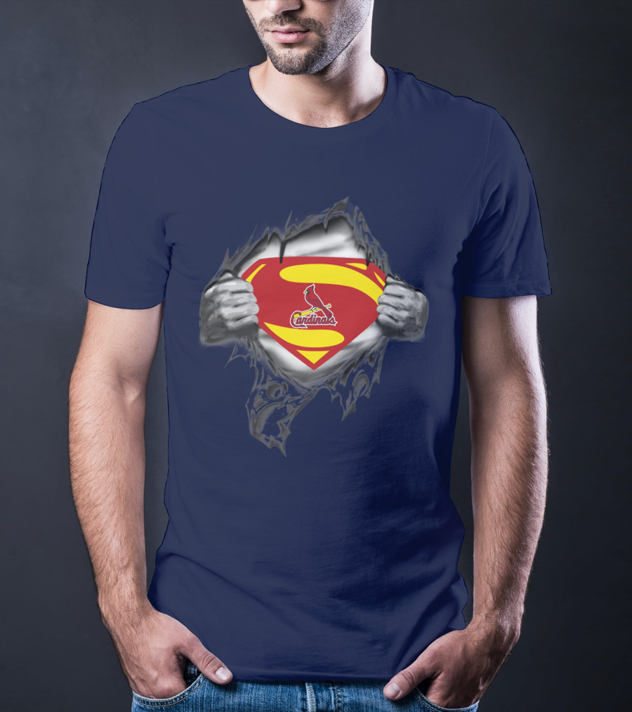 Superman St. Louis Cardinals Fan Emblem Tear T-Shirt